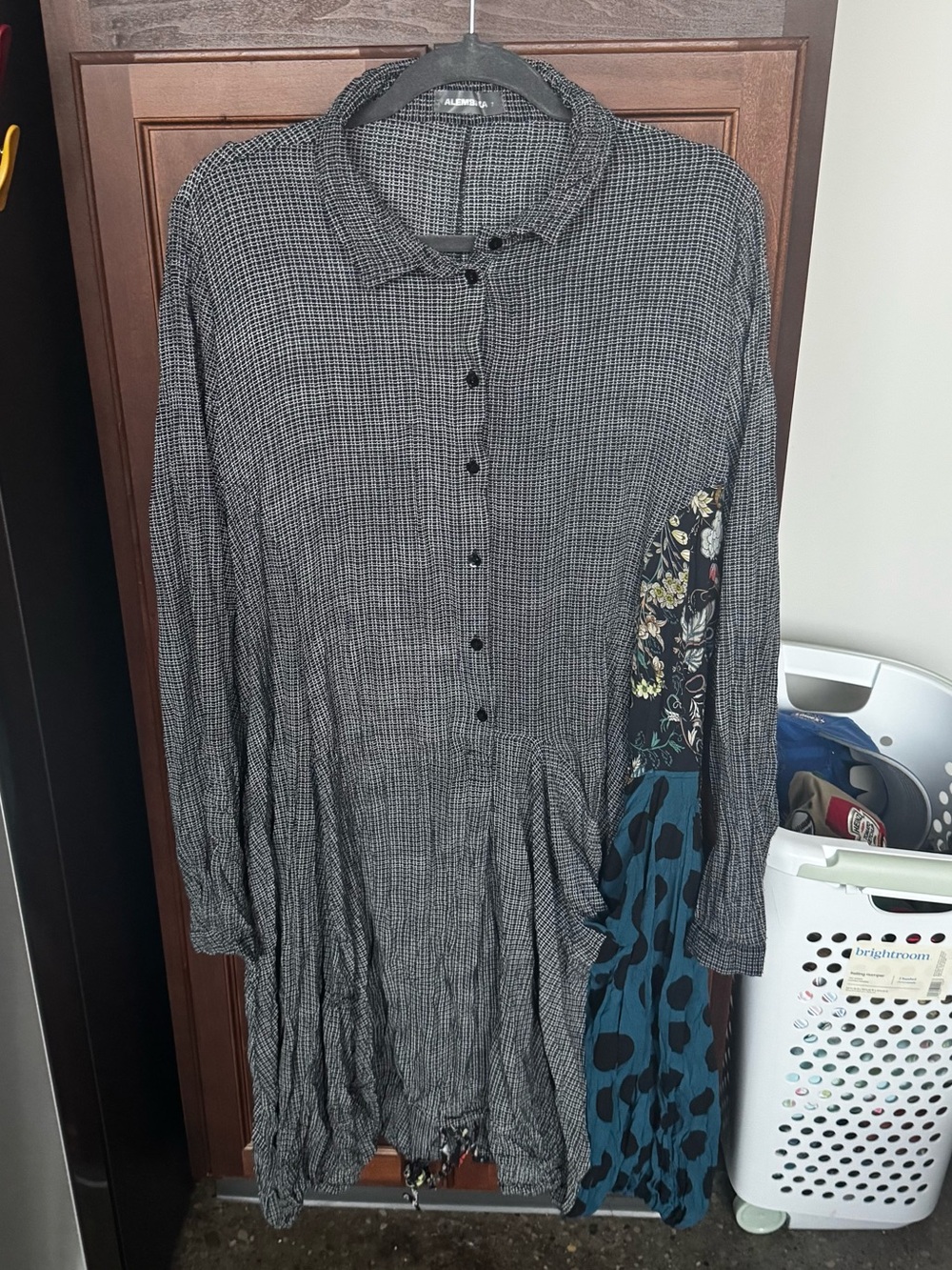 Alembika Mixed Print Shirtdress Sz 7 Plus Size Lagenlook Drape